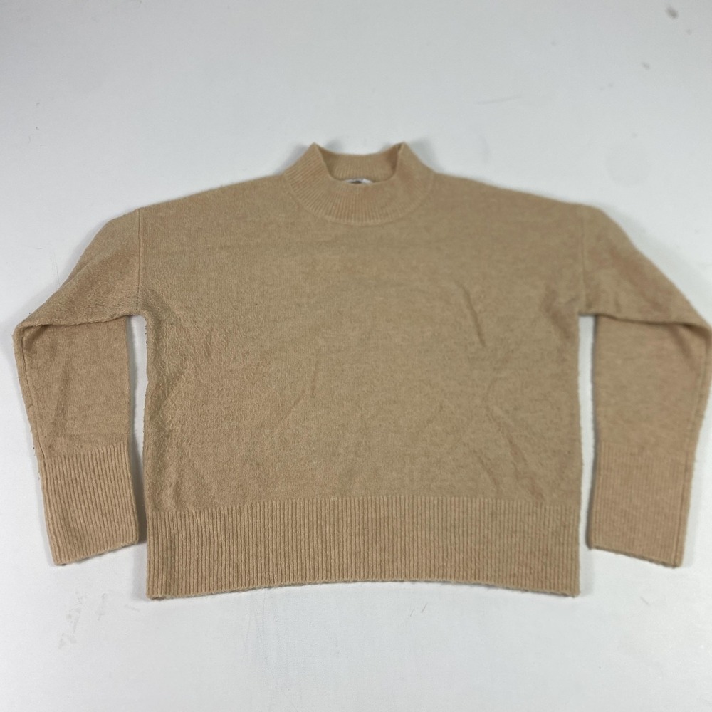 Magaschoni Sweater Womens Medium Beige Mock Neck Long Sleeve Pullover Knit